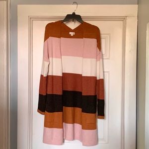 SO Colorblock Long Sweater Cardigan